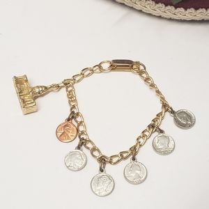Unique Vintage Mini Coin & White House Charm Bracelet